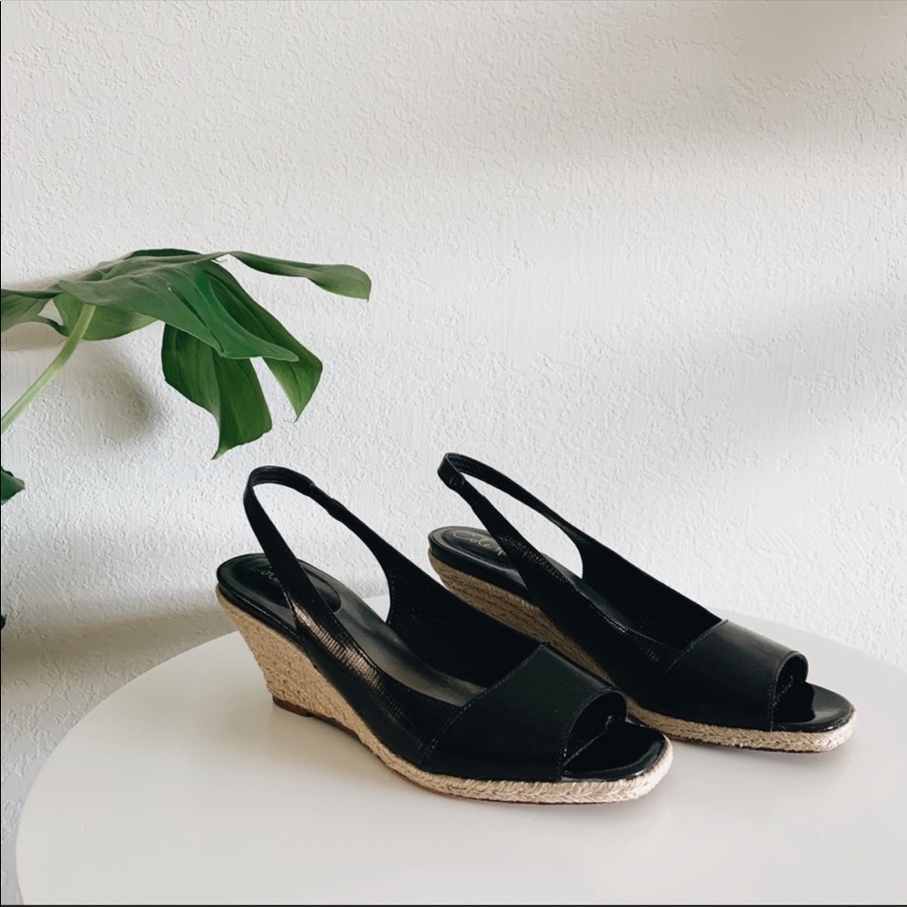 Cole Haan Espadrille Nike Ari Black Sandal Wedge